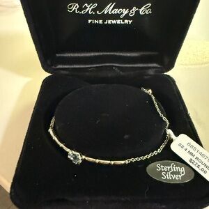 Sterling Silver Bracelet with Blue Gemstone